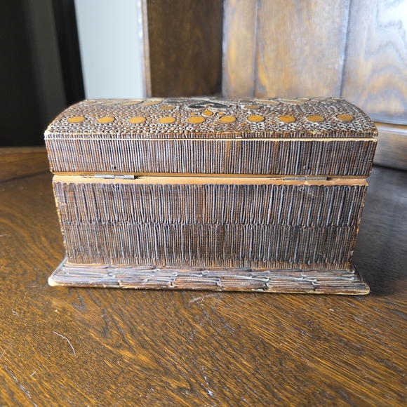 Decorative Gold and Brown Jewelry Box Wood Box - Picture 7 of 11